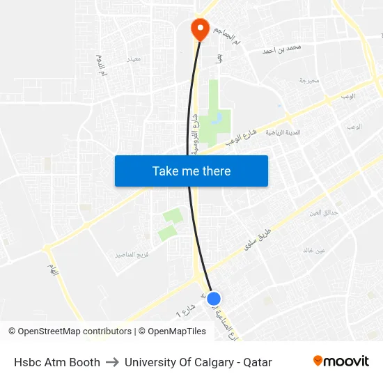 HSBC ATM Booth to University of Calgary - Qatar map
