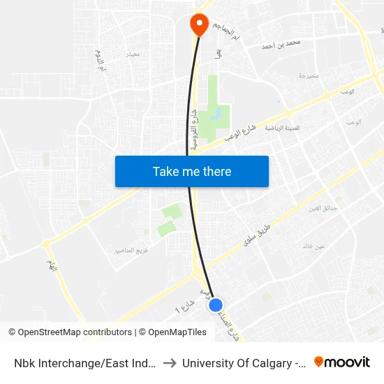 NBK Interchange/East Industrial Street to University of Calgary - Qatar map