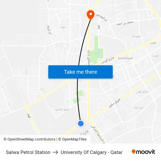Salwa Petrol Station to University of Calgary - Qatar map