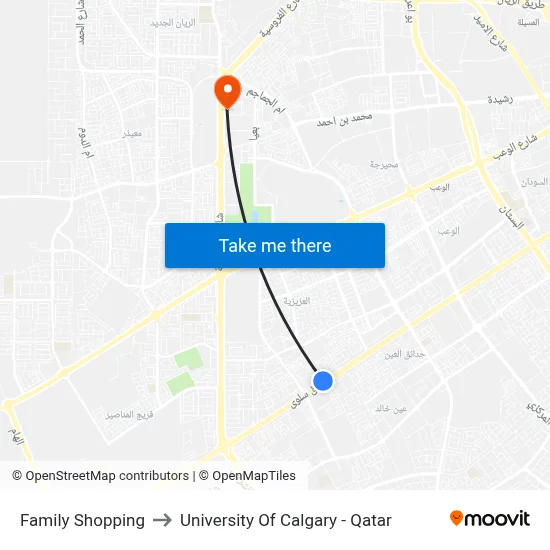 Family Shopping to University of Calgary - Qatar map