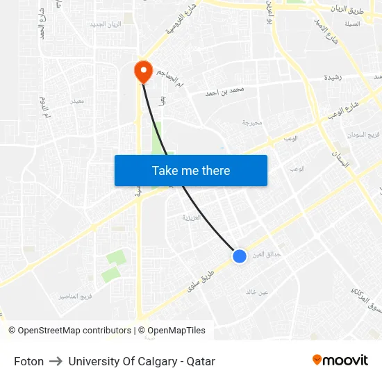 Foton to University of Calgary - Qatar map