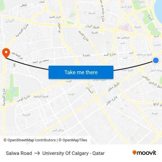 Salwa Road to University of Calgary - Qatar map