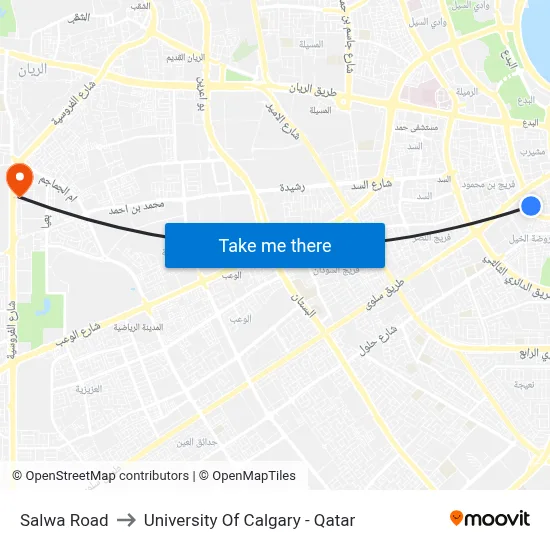 Salwa Road to University of Calgary - Qatar map