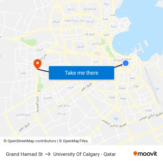 Grand Hamad Street to University of Calgary - Qatar map