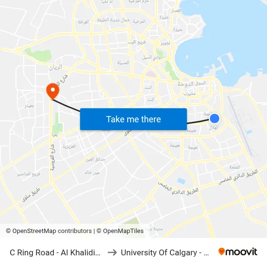 C Ring Road - Al Khalidiya Street to University of Calgary - Qatar map