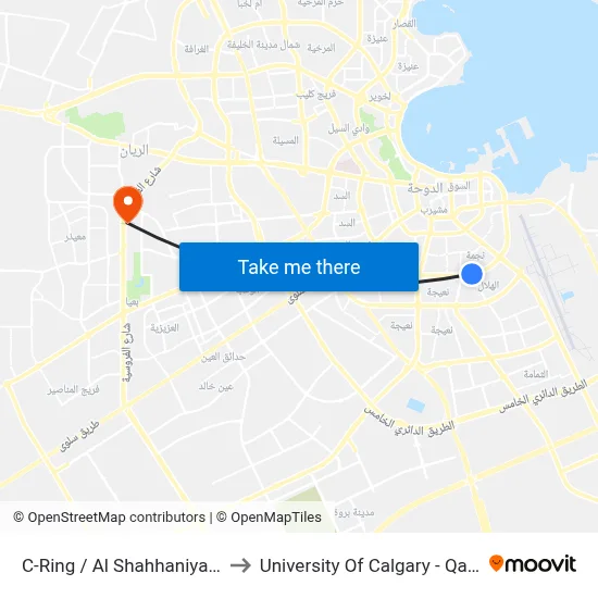 C-Ring / Al Shahhaniya Street to University of Calgary - Qatar map