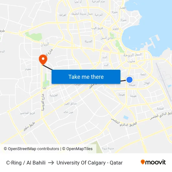 C-Ring / Al Bahili to University of Calgary - Qatar map
