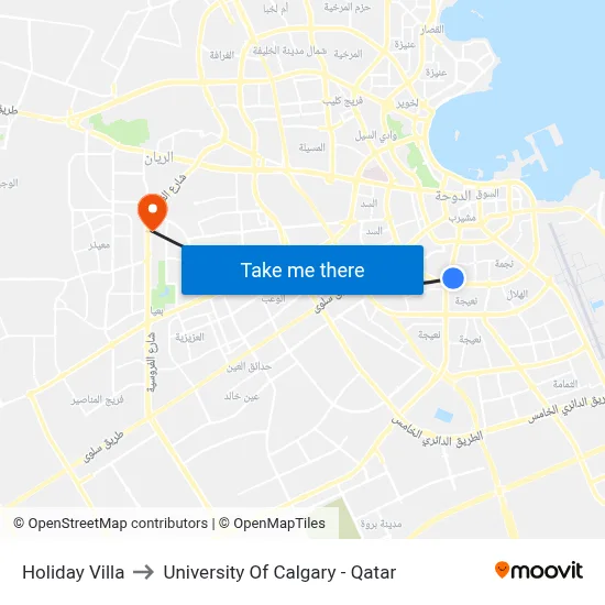 Holiday Villa to University of Calgary - Qatar map