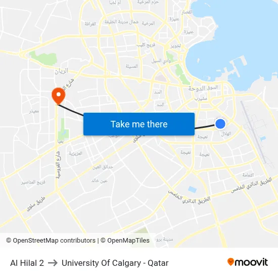 Al Hilal 2 to University of Calgary - Qatar map