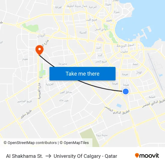 Al Shakhama St. to University of Calgary - Qatar map