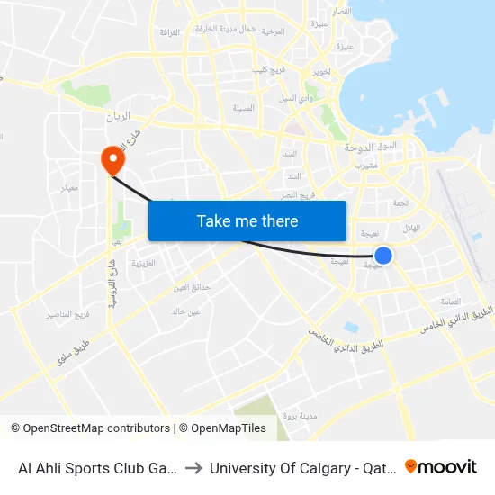 Al Ahli Sports Club Gate to University of Calgary - Qatar map