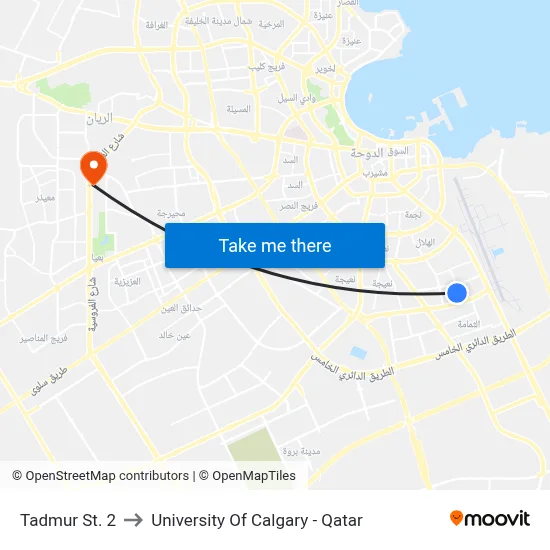 Tadmur Street 2 to University of Calgary - Qatar map