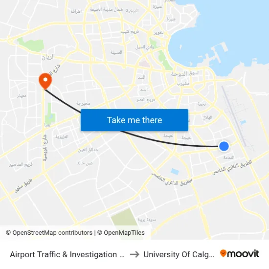 Airport Traffic & Investigation Division - Moi 1 to University of Calgary - Qatar map