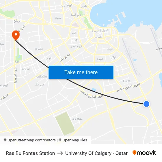 Ras Bu Fontas Station to University of Calgary - Qatar map