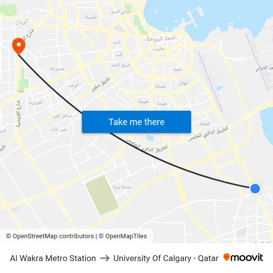 Al Wakra Metro Station to University of Calgary - Qatar map