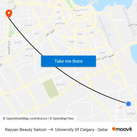 Rayyan Beauty Saloon to University of Calgary - Qatar map