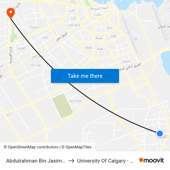 Abdulrahman Bin Jasim Street 3 to University of Calgary - Qatar map