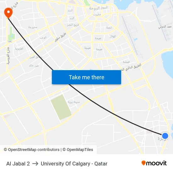 Al Jabal 2 to University of Calgary - Qatar map