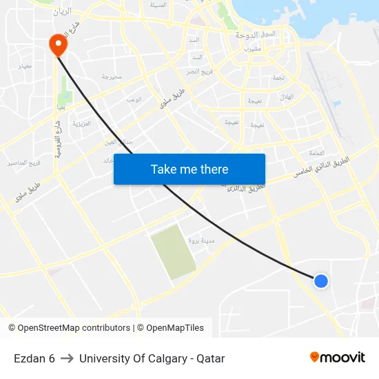 Ezdan 6 to University of Calgary - Qatar map