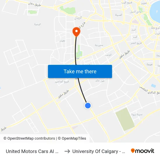 United Motors Cars Al Mana to University of Calgary - Qatar map