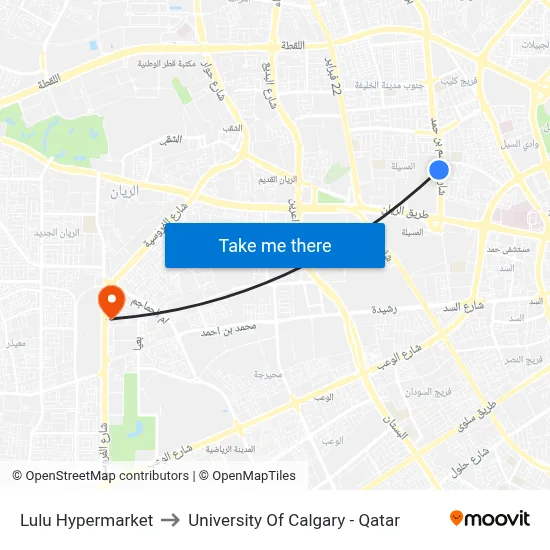 Lulu Hypermarket to University of Calgary - Qatar map