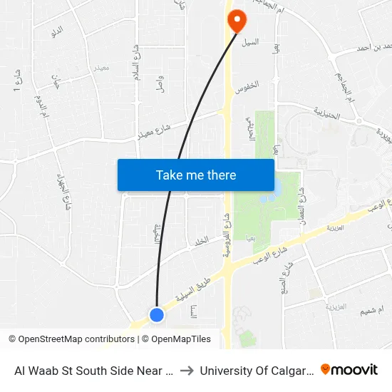 Al Waab Street South Side Near Lejthaya Street to University of Calgary - Qatar map