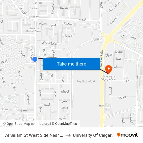 Al Salam Street West Side Near Al Ittifaq Street to University of Calgary - Qatar map