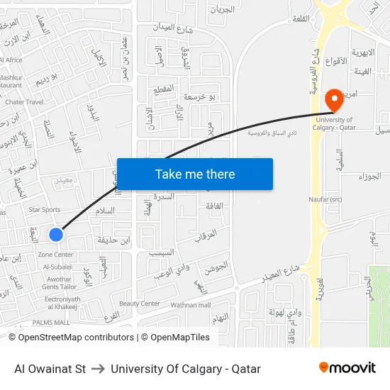 Al Owainat Street to University of Calgary - Qatar map