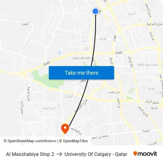 Al Maszhabiya Stop 2 to University of Calgary - Qatar map
