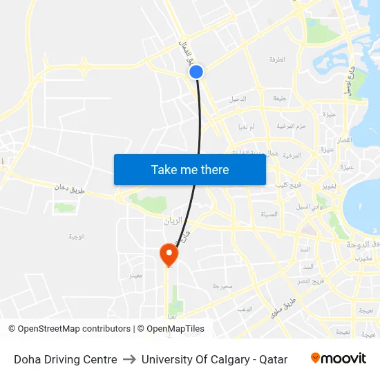 Doha Driving Centre to University of Calgary - Qatar map