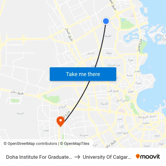 Doha Institute For Graduate Studies to University of Calgary - Qatar map
