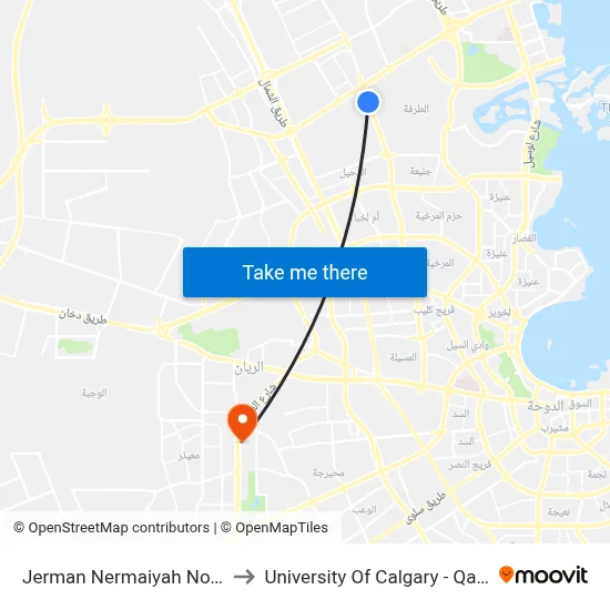 Jerman Nermaiyah North to University of Calgary - Qatar map