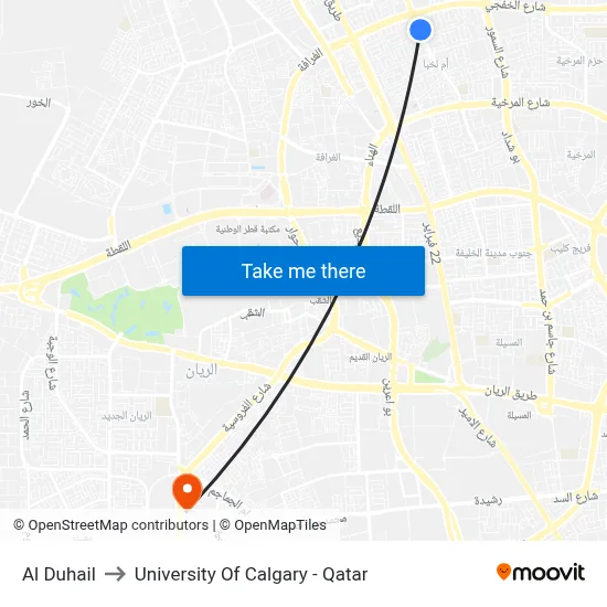 Al Duhail to University of Calgary - Qatar map