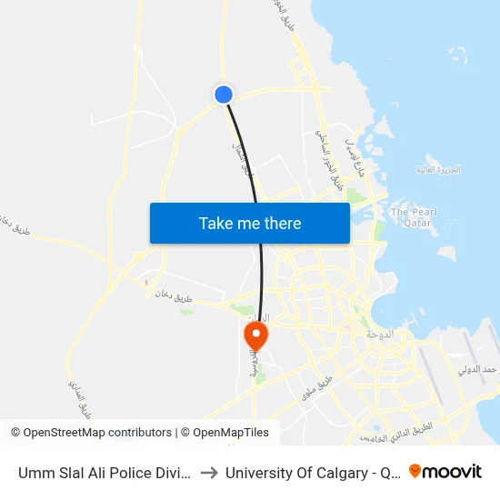 Umm Slal Ali Police Division to University of Calgary - Qatar map