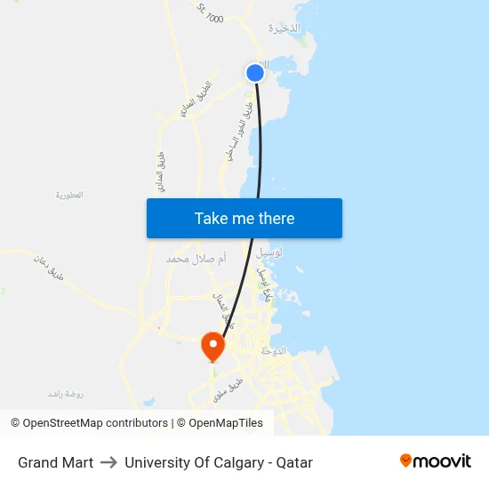 Grand Mart to University of Calgary - Qatar map
