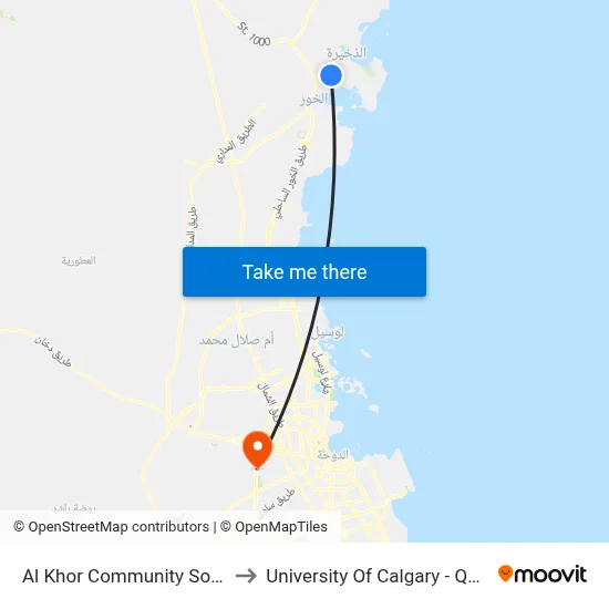 Al Khor Community South to University of Calgary - Qatar map