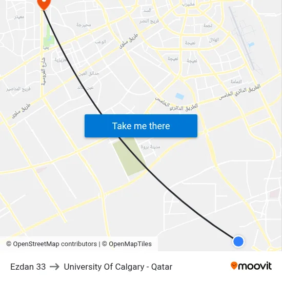 Ezdan 33 to University of Calgary - Qatar map