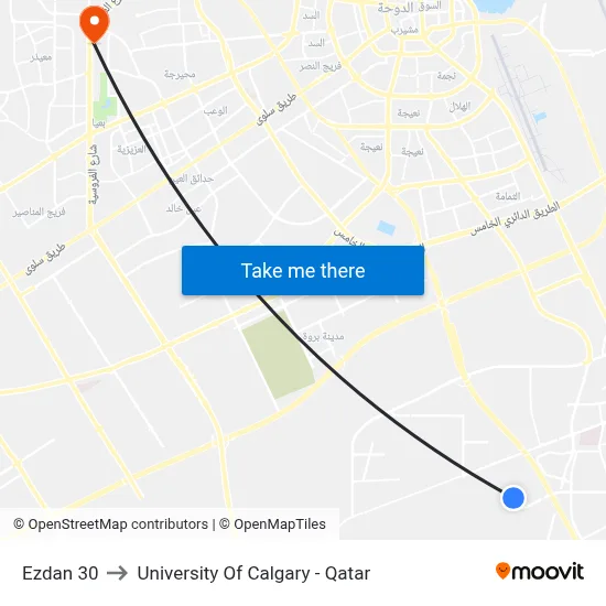 Ezdan 30 to University of Calgary - Qatar map