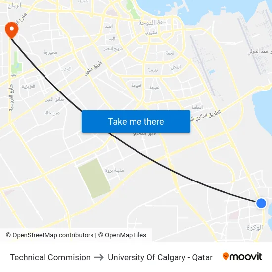Technical Commission to University of Calgary - Qatar map