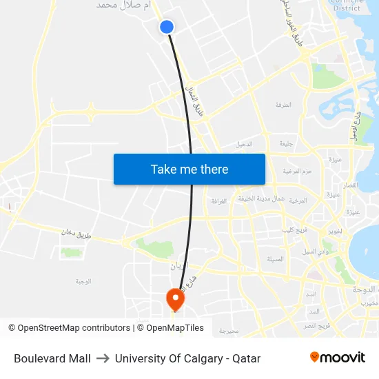 Boulevard Mall to University of Calgary - Qatar map