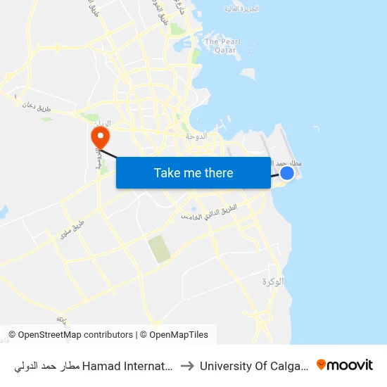 Hamad International Airport to University of Calgary - Qatar map
