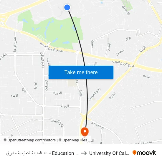 Education City Stadium - East to University of Calgary - Qatar map