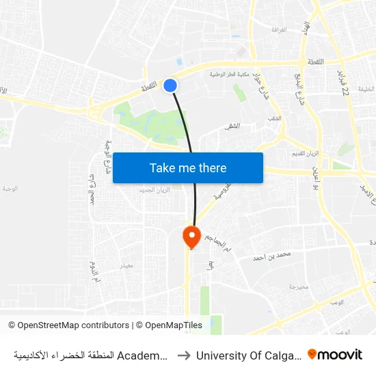 Academy Green Spine to University of Calgary - Qatar map