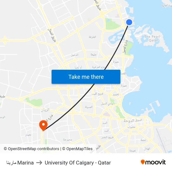 Marina to University of Calgary - Qatar map