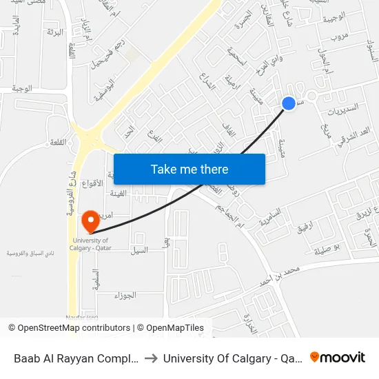 Baab Al Rayyan Complex to University of Calgary - Qatar map