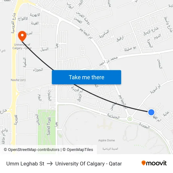 Umm Leghab St to University of Calgary - Qatar map