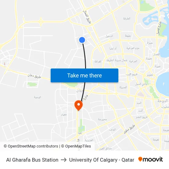 Al Gharafa Bus Station to University of Calgary - Qatar map