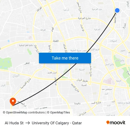 Al Huda Street to University of Calgary - Qatar map