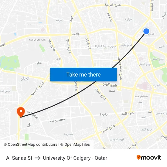 Al Sanaa Street to University of Calgary - Qatar map