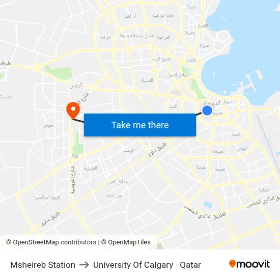 Msheireb Station to University of Calgary - Qatar map